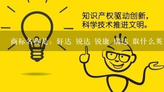 商标名称是：轩达 锐达 锐康 瑞达 取什么英文名字比