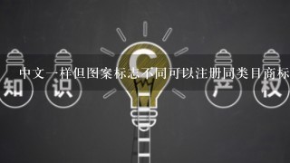 中文1样但图案标志不同可以注册同类目商标吗？